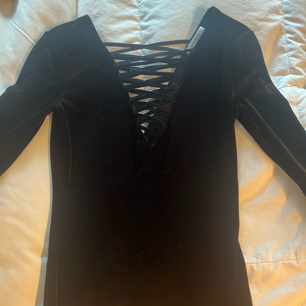 Bailey 44 Black Plunge Long Sleeve Bodycon Shirt